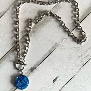 Handmade Blue Druzy Toggle Necklace